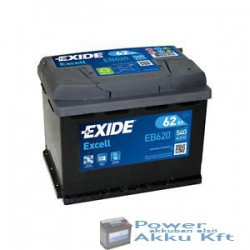 EXIDE Excell 12V 62Ah 540A Jobb+ EB620 Akkumulátor