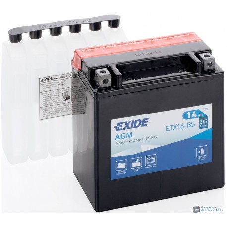 EXIDE ETX16-BS 12V 14Ah 215A bal+ motorkerékpár akkumulátor