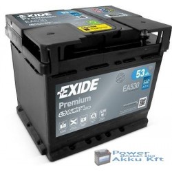 Exide Premium 12v 53Ah 540A jobb+ EA530 akkumulátor
