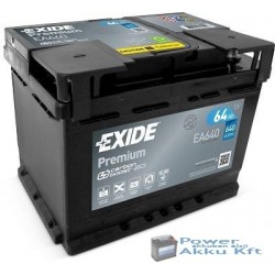 Exide Premium 12V 64Ah 640A jobb+ EA640 akkumulátor