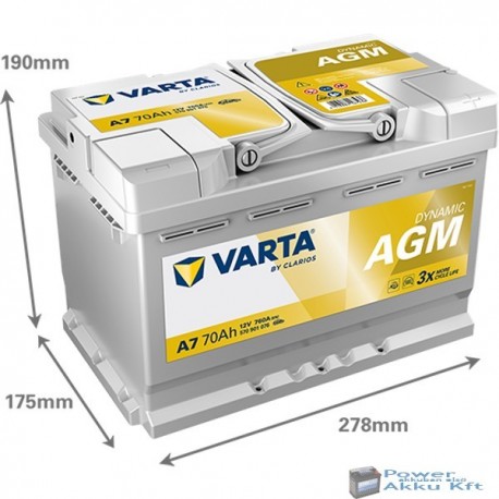 Varta Dynamic AGM 12v 70Ah 760A jobb+ akkumulátor