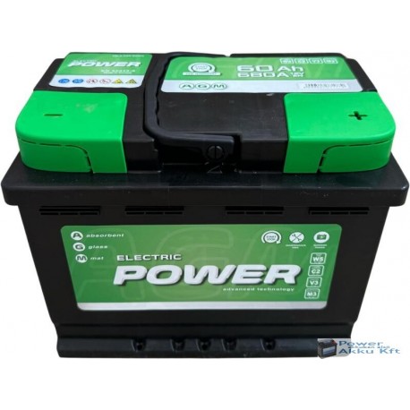 Electric Power AGM 12V 60Ah 680A jobb+ akkumulátor