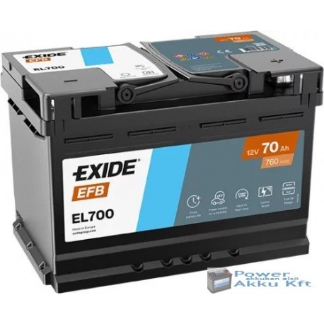 Exide EFB - 12v 70ah 760A - autó akkumulátor - jobb+